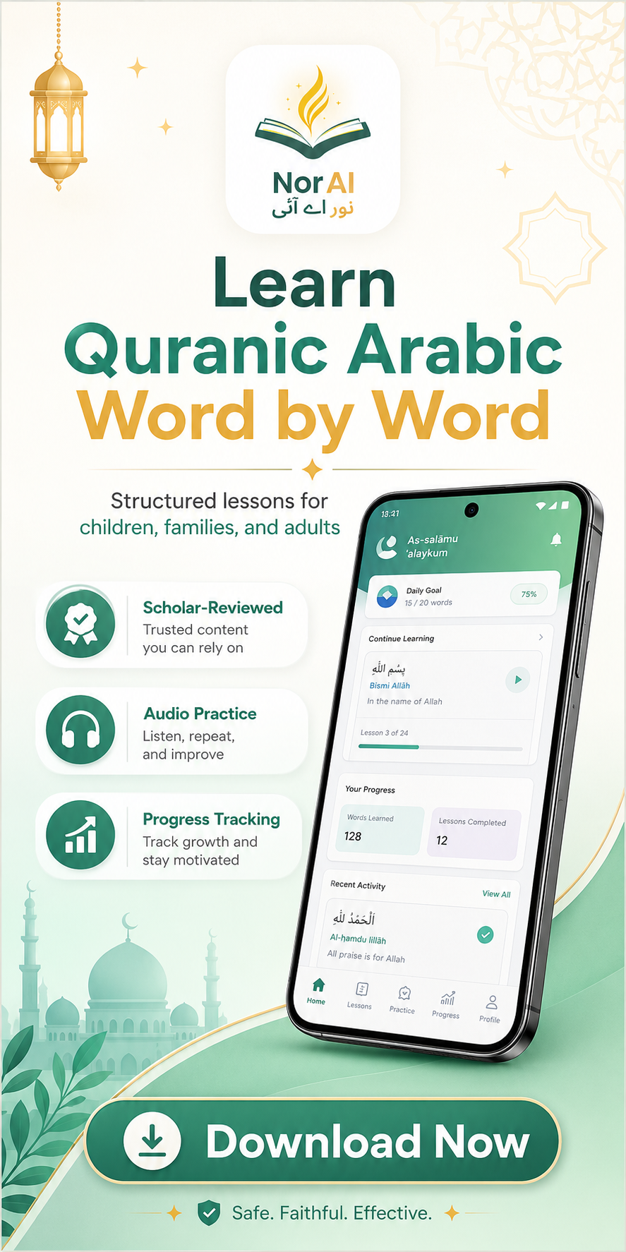 Download NorAI Quranic Arabic Learning App
