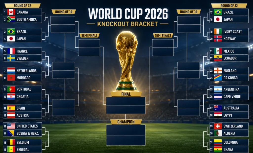 World Cup 2026 Knockout Bracket: Round of 32 Results & Fixtures World Cup 2026 knockout bracket